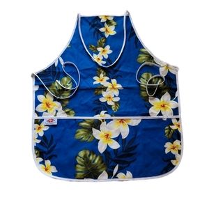 M D Fashion Made in Hawaii Blue Floral Print Apron